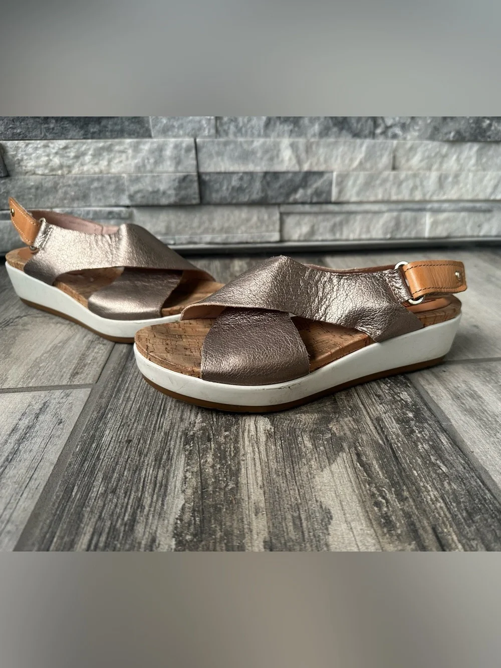 Pikolinos  Leather Cork Wedge Sandals Size 36